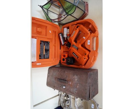 A modern Pasloee nail gun together with a vintage electric sander (sold electrically untested).