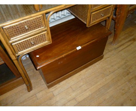 A late 19th/early 20th Century mahogany trunk with hinged lid and plinth base.