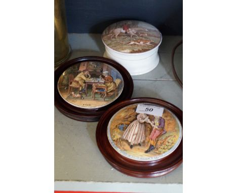 Three F R Prattware pot lids to include 'A Pair'.