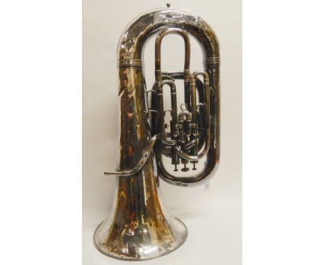 A Boosey and Hawkes Imperial Model Solbron Class A three piston tuba circa 1929 in silverplate Condition Report: Available up