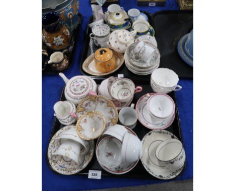 A collection of teawares including tea bowls and saucers, Adderleys Woodland teacup and saucer, sugar bowl etc Provenance: Th