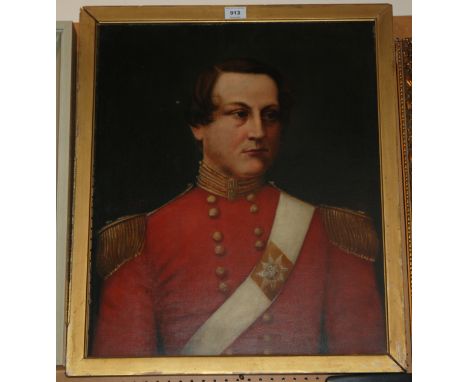 BRITISH SCHOOL Portrait of an officer in red tunic, oil on canvas, 60 x 50cm Condition Report: Not available for this lot
