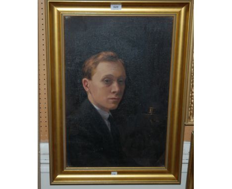 J ALLAN Portrait of a young man, signed, oil on canvas, dated, (19)23, 60 x 40cm Condition Report: Not available for this lot