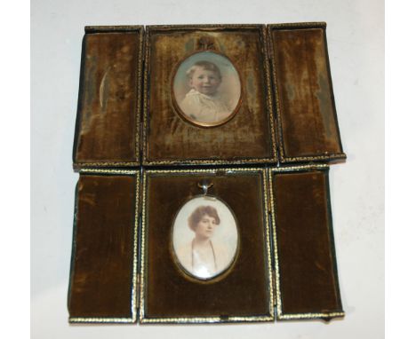 Two oval portrait miniatures, aide memoire and small box Condition Report: Available upon request