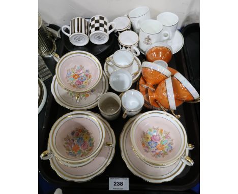 Six Foley cups and saucers with floral bouquets and assorted coffeewares Condition Report: Not available for this lot