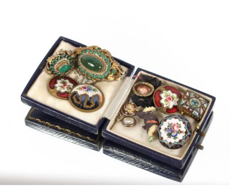A collection of various enamel buttons,&nbsp;brooches etc.