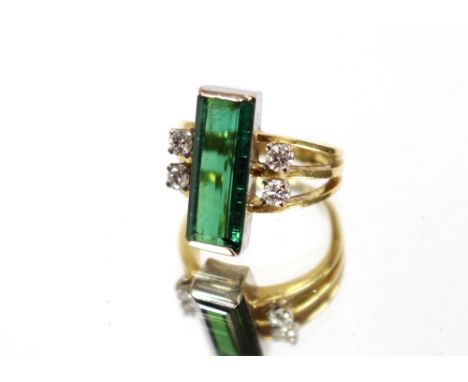 An 18ct gold Tourmaline&nbsp;and diamond ring