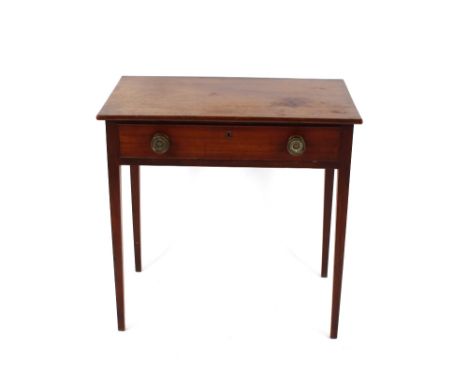 A 19th Century mahogany side table, fitted with a single drawer, raised on square tapering supports, 76cm wide