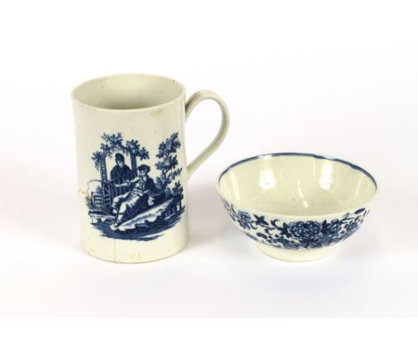 A Royal Worcester bowl, having scenic decoration and crescent mark to base, 15.5cm dia.; and a Worcester mug decorated in the