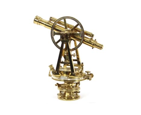 A brass theodolite, with white metal scale, by Street of London