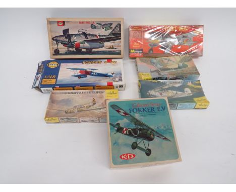 Selection of Unmade Plastic Kits of Aircraft Comprising: various makers and scale, including: Fokker E.V (Polish). ... ME108.