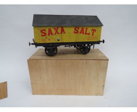 Railway Large Scale Saxa Salt Rolling Stock.A good quality Exhibition Standard wood and metal example painted in the livery o