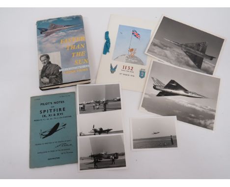 Small Selection of Aviation Orientated Booksconsisting blue card covered Pilot notes for Spitfire IX, XI and XVI.  Together w