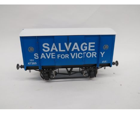 Railway Large Scale GWR “SALVAGE SAVE FOR VICTORY” Truck Rolling Stock.A good quality Exhibition Standard wood and metal exam