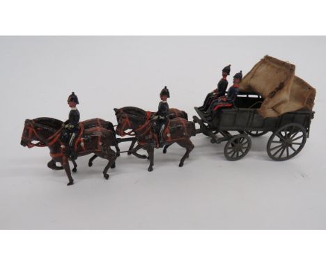 Britains Royal Army Medical Corps No 1451906 pattern consisting khaki carriage with linen cover.  Two seated drivers.  Four h