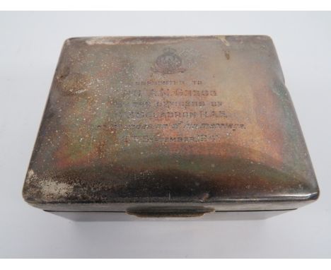 WW2 613 (City of Manchester) Squadron Presentation. Silver Cigarette BoxThis box was presented to then Pilot Officer Arthur M