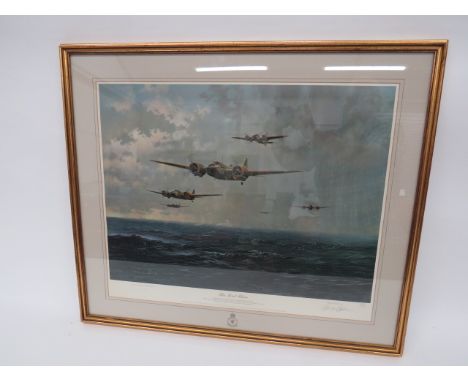 RAF Limited Edition Signed Print “The First Blow” by Coulsonlimited edition number 443/1089 showing six Blenheims flying over
