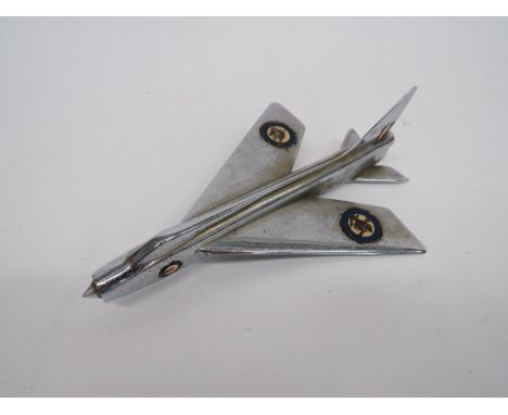 RAF English Electric Lighting Fighter Aircraft Desk Ornament.A scarce Cold War period desk ornament in the form of a chrome L