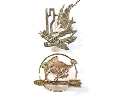 WW2 Period South African Air Force 12 & 16 Squadron Sweetheart Brooch.Comprising: gold coloured 16 Squadron crest stamped “9c