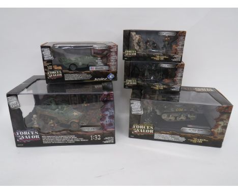 Three “Forces of Valour” American Vehicles1/32 scale models consisting US M5A1 Stuart ... US M16 Multiple Gun Motor Carriage 