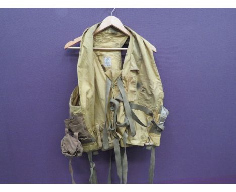 RAF 1941 Pattern Yellow Mae Westyellow drill material vest.  Tan canvas light pocket to the right side.  Left chest mirror po