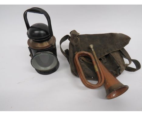 Great Western Railway Hand Lampblackened body with rear handle.  The body stamped “GWR”.  Brass maker’s label “G Polkey Ltd”.