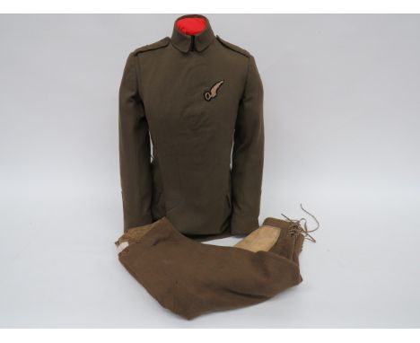 WW1 “Gunner Ace” Attributed Royal Flying Corps Officer Observer Maternity Tunic khaki plastron front with concealed composite