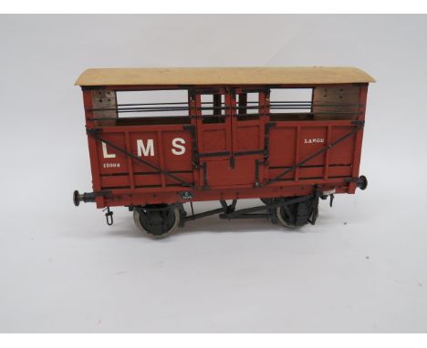 Railway Large Scale LMS Cattle Truck Rolling Stock.A good quality Exhibition Standard wood and metal example painted in the L