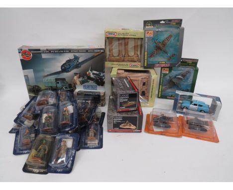 Selection of Various Boxed Figures and Vehiclesincluding 1/32 Corgi German mortar team ... Similar Bren gunner ... 1/72 Easy 