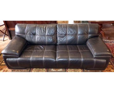 Violino dark brown leather sofa with cream stitching. Condition report: see terms and conditions