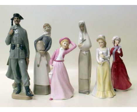 Two Lladro figures, Nao figure and three Fracesca figures. Condition report: see terms and conditions