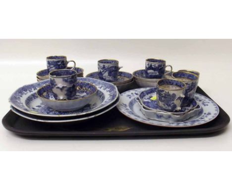 Collection of Chinese export porcelain including two bowls, plate, two teapot stands, seven cups and eight saucers. Condition