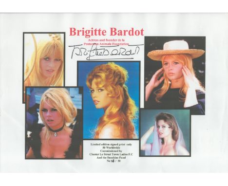 Brigitte Bardot Signed Limited Edition 28/50 Personalised 16x12 inch Colour Collage Print. Signed in black ink. Good conditio