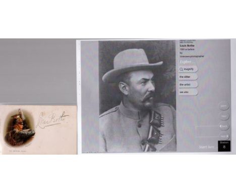Louis Botha signed 6x4 British Army vintage card taken from the Kirby collection. Louis Botha ( 27 September 1862 - 27 August