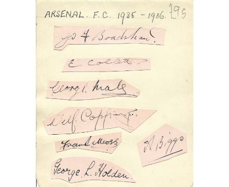 Arsenal Signatures (7) Laid Down To Paper 1935/36. Good condition Est.