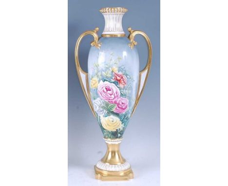 A contemporary Spode porcelain tall vase after Charles F. Hurten, from a limited edition of 50 specimens released in 2007, ha