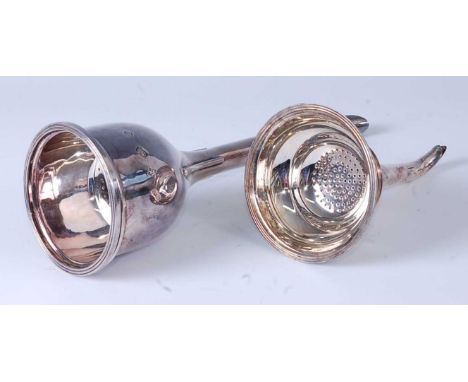 * A modern silver wine funnel, the symmetrically pierced bowl with reeded rim, the whole of elongated form, 7.5oz, maker Hugh
