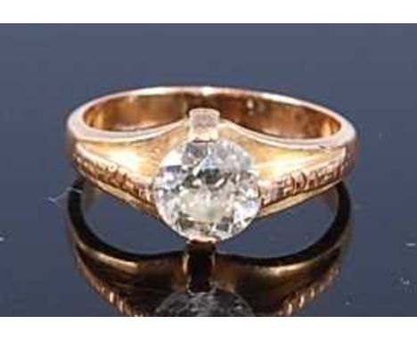 A 22ct gold diamond solitaire ring, the four claw set round cut diamond weighing approx 1 carat, colour estimated as L-M and 