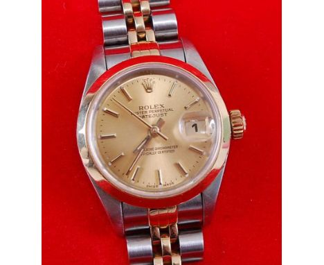 A lady's Rolex Oyster Perpetual Datejust Superlative chronometer 'officially certified' bi-metal bracelet watch, having a sig