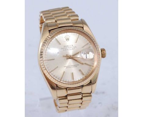 A gent's Rolex Oyster Perpetual Datejust Superlative chronometer 'officially certified' 18ct gold cased wristwatch, having a 