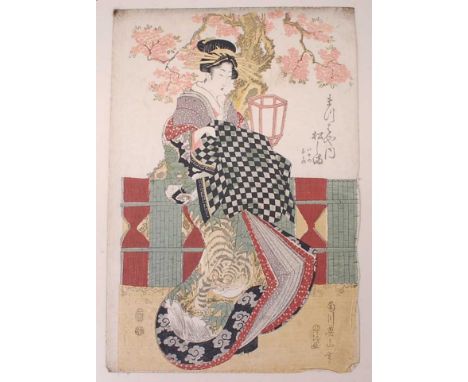 Kikugawa Eizan (1787-1867) –The courtesan Matsushima of the Matsubaya, part one of a diptych, publisher Ezakiya Kichibei, Edo