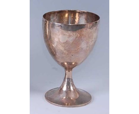 * A George III silver wine goblet, of undecorated form, raised on beaded flaring foot, 3.6oz, maker Robert Garrard I, London 