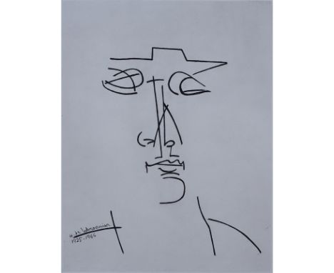 Henri de Waroquier, French (1881-1970) Etching "Abstract Portrait". Pencil signed lower right. Light toning from age or in go