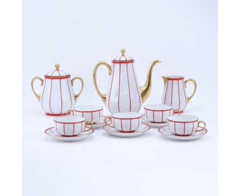 Fifteen (15) Pc. Raynaud &amp; Co. Limoges Porcelain Tea Set. Includes: tea pot, covered sugar, creamer, five cups and five s