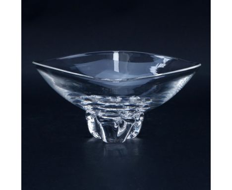 Steuben Crystal "Trillium" Bowl. Signed. Scratches from age and use. Measures 4-1/2" H x 9-3/4" Dia. Shipping $95.00 (estimat