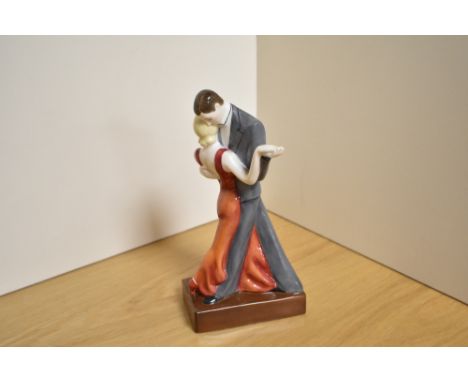 A Royal Worcester limited edition Art Deco design figure group 'The Dancers' modelled by Doris Lindner, number 5/500, with pa