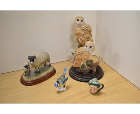 A Border Fine Arts animal study, Swaledale Ewe and lamb, lacking label, sold along with a Country Artists Barn Own Pair CA604