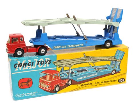 A Corgi Major Toys “Carrimore” Car Transporter with a Bedford Tractor Unit (1105). An example with a TK tractor unit in red w