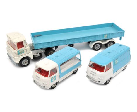 Corgi Toys Co-op Gift Set. 3 vehicles in light blue and white livery with ‘Co-op’ labels to sides, with red interiors. All lo