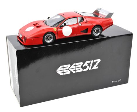 BBR Models 1:18 scale Ferrari 512BB Le Mans 1979. Streamlined Pininfarina body in Italian racing red with white circles to do